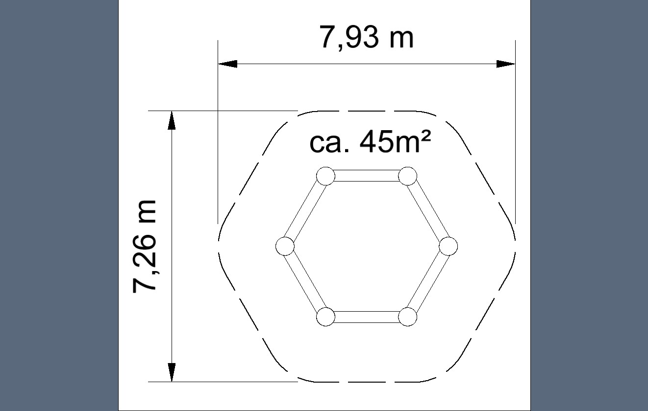 Halbstamm-Sandkasten 6-Eck, mit Eckverbindungen