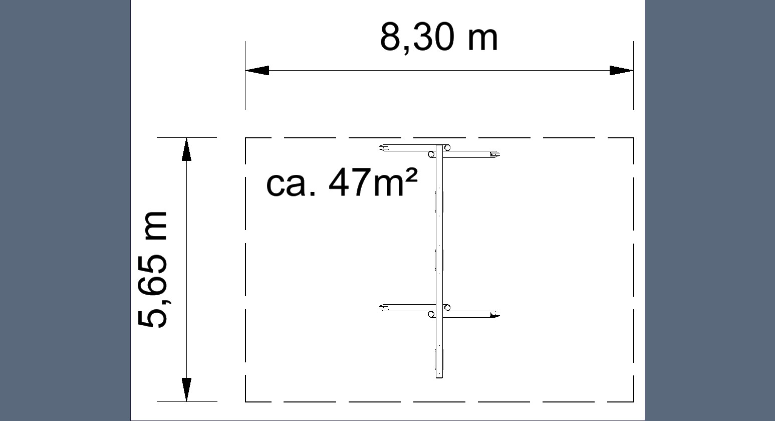 2-Platz Schaukelgestell mit Stahlankern, Überstand und Sitzen, AH 250 cm